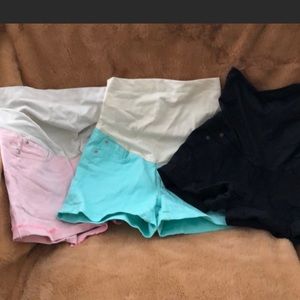Three pink blush maternity shorts!